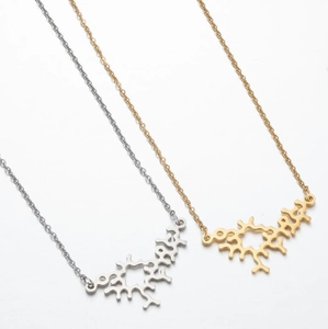 Halskette mit chemischem Molekülanhänger aus poliertem Edelstahl in Gold und Silber