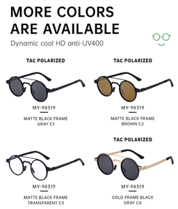 Retro polarized sunglasses variant selection in four colors with stainless steel frames