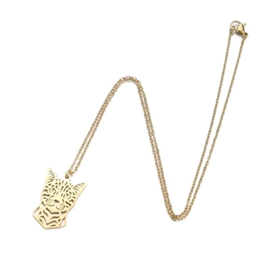 Minimalist gold cat silhouette pendant necklace with a fine O-chain for women