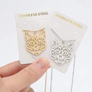 Minimalist 18K gold and silver stainless steel origami tiger pendant necklaces for women