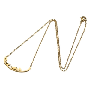 Collier en acier inoxydable doré avec pendentif incurvé branche d'arbre et oiseaux