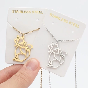 Minimalist stainless steel fox pendant necklaces in gold and silver finish for women
