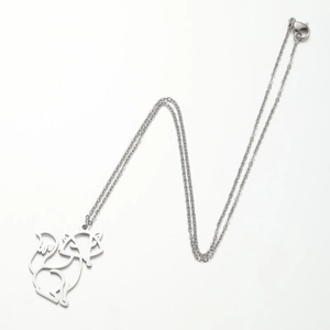Minimalist silver stainless steel necklace featuring a hollow fox pendant with chain