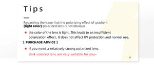 Detailed chart explaining gradient polarized lens UV protection and physical features