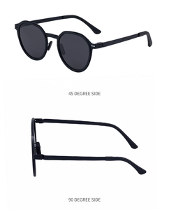 Polarized sunglasses featuring 45 and 90 degree side views with flexible temples