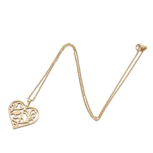 Collier à pendentif cœur doré avec silhouettes d'oiseaux et chaîne en corde torsadée