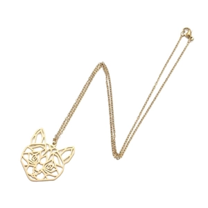 18K gold plated stainless steel hollow geometric tiger pendant necklace for women