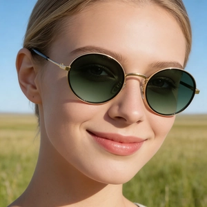 Lunettes De Soleil Ovales Rétro Femmes Monture Métal Protection UV Mode Tendance Voyage Plein Air Accessoire