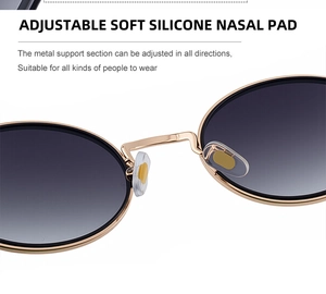 Détail des plaquettes en silicone réglables sur la monture dorée de ces lunettes