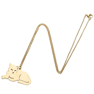 Collier pendentif chat minimaliste en or avec une chaîne à maillons classiques