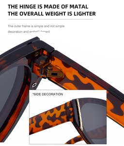 Detailed close-up of tortoise shell sunglasses featuring durable metal hinges and lightweight frames