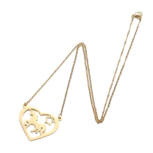 Collier avec pendentif cœur ajouré licorne et étoile dorée avec chaîne fine pour femme
