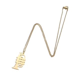 Gepolijste gouden trompet hanger ketting met roestvrijstalen ketting voor muzikanten