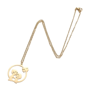 Collier minimaliste en acier inoxydable doré avec pendentif couple et trèfle