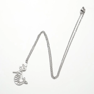Elegant 18K gold mermaid pendant necklace with delicate hollow design on white background