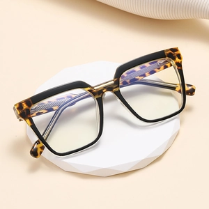 Fashion cat-eye photochromic glasses with black and tortoiseshell color blocking frame