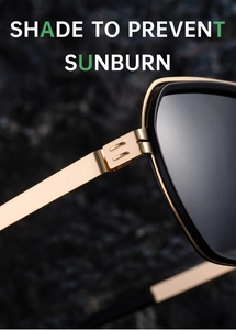 Macro detail of high-quality metal hinge and gold stainless steel frame on square sunglasses