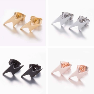 Minimalist lightning bolt stainless steel earrings set in gold silver black rose gold