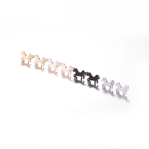 Minimalist stainless steel pony stud earrings set in gold, rose gold, silver and black