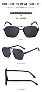 Polarized TAC lenses on matte black stainless steel aviator frames for men
