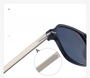 Detail of square polarized sunglasses frame showing 3D triangle design and inner anti-slip texture