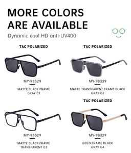 Retro double-bridge sunglasses in square stainless steel frames with polarized lenses