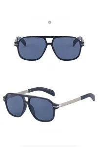 Front and side view of matte black aviator sunglasses with silver metal temples