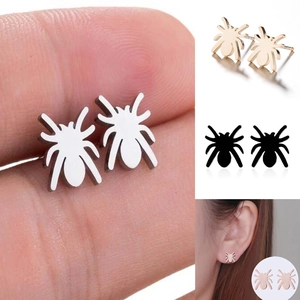 Spinne Ohrstecker Edelstahl 18K Vergoldet Punk Gothic Halloween Neuheit Schmuck Für Damen Herren