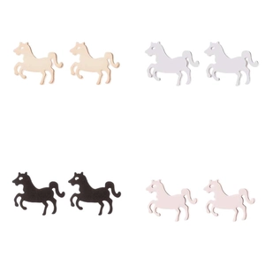 Cute stainless steel horse stud earrings in gold silver black and pink colors
