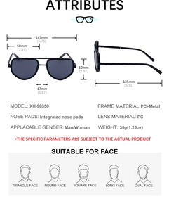 Guide des tailles et dimensions techniques pour lunettes de soleil noires polarisées carrées