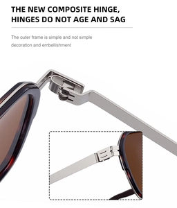 Detail of square polarized sunglasses with durable composite metal hinges and tortoiseshell frame