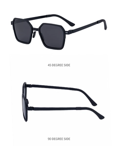 Dual angles of square polarized sunglasses showing the 45 and 90 degree side views