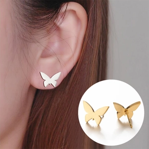 Boucles d'oreilles papillon minimalistes dorées et argentées pour collection de bijoux
