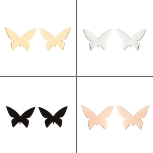 Boucles d'oreilles papillon minimalistes en finitions or, argent, noir et or rose