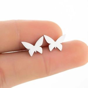 Boucles D'oreilles Papillon Acier Inoxydable Minimaliste Forme Animale Bijoux Pour Femmes Filles Simple Poli Accessoire