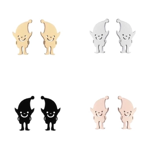 Ghost elf stud earrings set in gold silver black and rose gold stainless steel