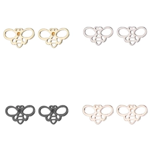 Boucles d'oreilles abeilles évidées en finitions or argent noir et or rose chic