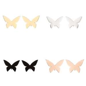 Boucles d'oreilles papillon minimalistes en or, argent, noir et or rose poli