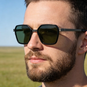 Men Polarized Sunglasses Square Hexagonal Stainless Steel Frame UV400 Protection Retro Fashion Sun Glasses Lightweight