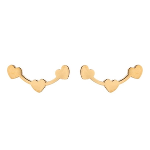 Minimalist gold heart-shaped hoop earrings for women made of polished stainless steel