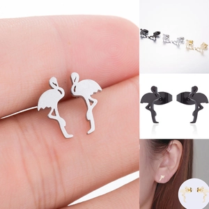 Flamingo Stud Earrings Stainless Steel Minimalist Animal Silhouette Elegant Jewelry For Women Fashion Accessory