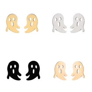 Set di orecchini a lobo a fantasma in acciaio inossidabile oro argento nero e oro rosa