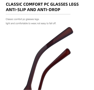 Detail of lightweight non-slip PC temple tips for men's square frame sunglasses