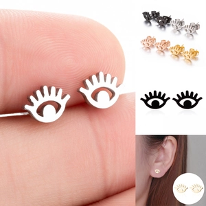 Evil Eye Stud Earrings Stainless Steel Eyelash Hollow Out Halloween Gothic Party Jewelry Accessories For Women