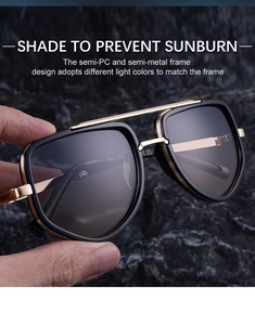 Detailed view of polarized sunglasses frame with metal hinges and model XH-S0660 SBD