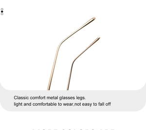 Détail des branches de lunettes en métal doré avec extrémités incurvées ergonomiques