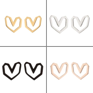 Detailed set of hollow heart earrings in gold, silver, black and rose gold finishes