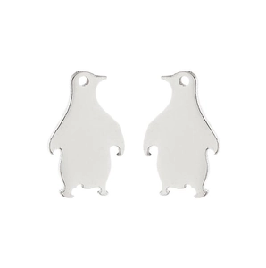 Detailed view of silver penguin stainless steel charms with hanging holes for jewelry