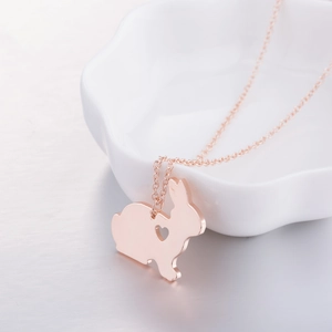 Stainless Steel Rabbit Pendant Necklace With Hollow Heart Design Cute Animal Minimalist Jewelry For Women Girls Clavicle Chain