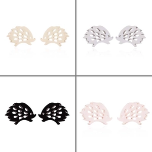Hedgehog stud earrings set showing gold, silver, black, and rose gold hollow silhouettes